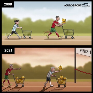 ببینید: مسی و رونالدو به خط پایان رسیدند!