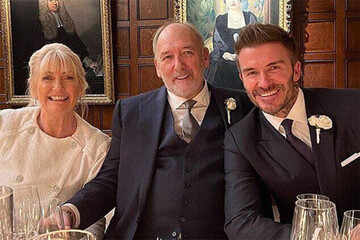 تصاویر | تیپ تماشایی و شیک دیوید بکهام در مراسم عروسی مجدد پدرش