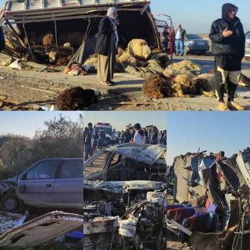 ۸ کشته و ۱۶ مصدوم در تصادف زنجیره ای در محور خرمشهر به اهواز