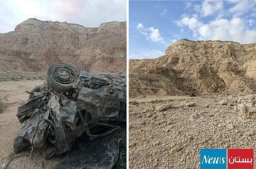 سقوط پراید از کوه‌های روستای بنود عسلویه