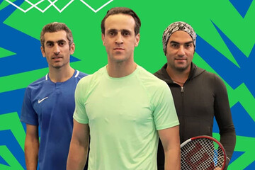 تصاویر | رقابت جذاب علی کریمی با مجتبی جباری و رضا یزدانی در زمین تنیس