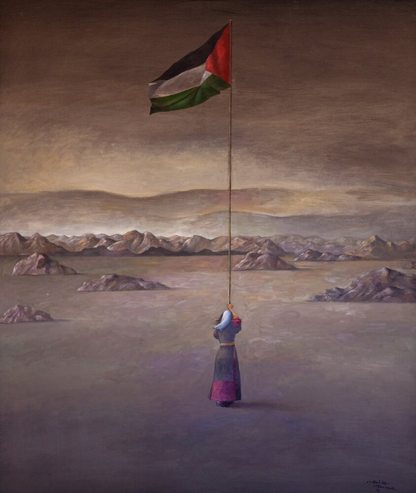 عکس | پیام تاثیرگذار نقاش فلسطینی در سال نوی میلادی!