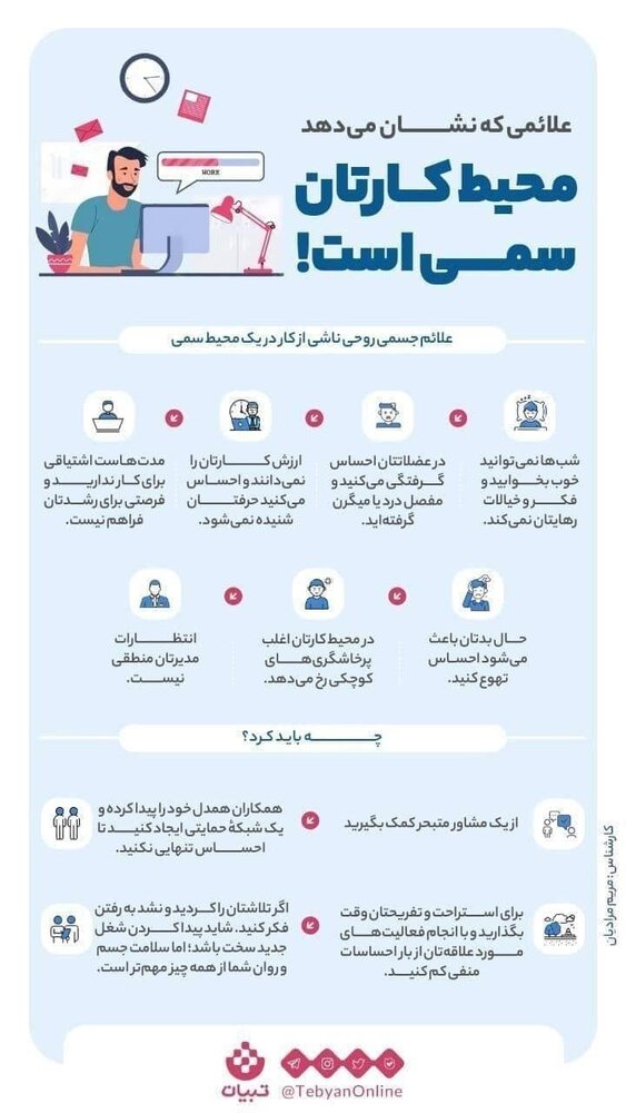 اینفوگرافیک | علائمی که نشان می‌دهند محیط کارتان سمی است!