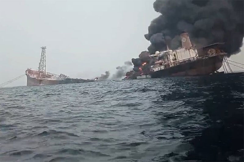 ببینید | انفجار کشتی حامل نفت در سواحل نیجریه