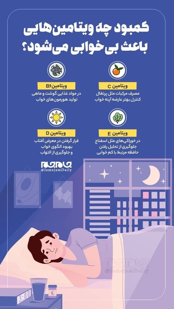 اینفوگرافیک | کمبود چه ویتامین‌هایی باعث کمبود خواب می‌شود؟ 