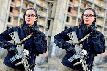 عکس | مدلی که در اوکراین تفنگ به دست شد