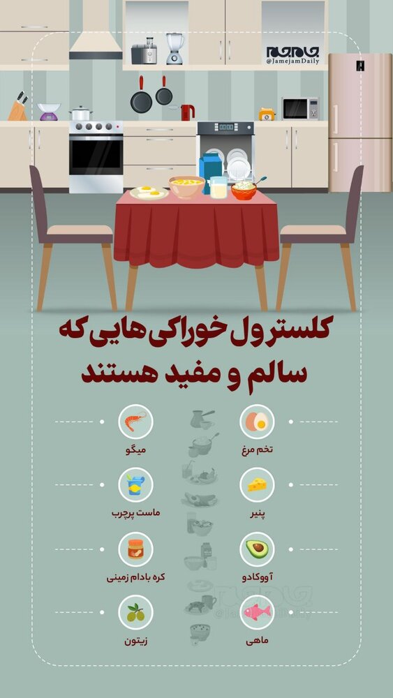 اینفوگرافیک | کلسترول خوراکی‌هایی که سالم و مفید هستند
