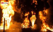 ببینید | آتش‌سوزی در تاسیسات نفتی روسیه