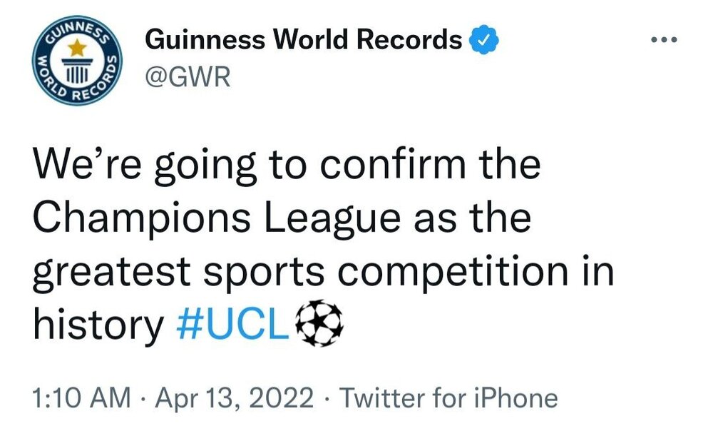 ثبت لیگ قهرمانان اروپا در گینس/عکس