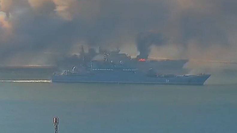 عکس | نابودی گل سرسبد ناوگان روسیه در دریای سیاه توسط اوکراین 