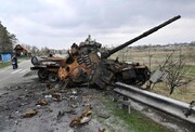 عکس | فرو رفتن برجک تانک روسی در زمین!