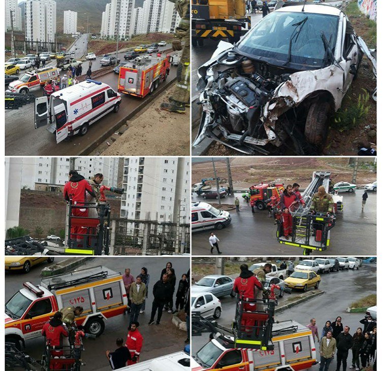 عکس | سقوط ۲۰۶ از ارتفاع در پردیس 