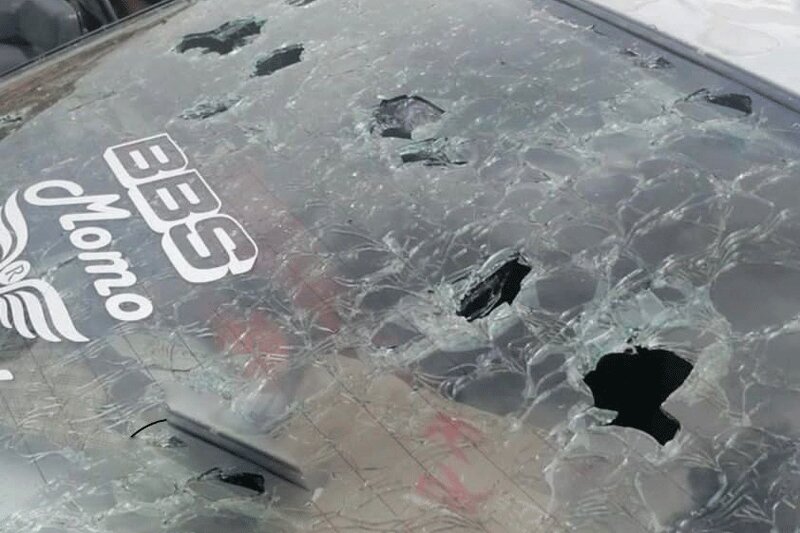 ببینید | بارش تگرگ‌هایی به اندازه آجر در نیشابور