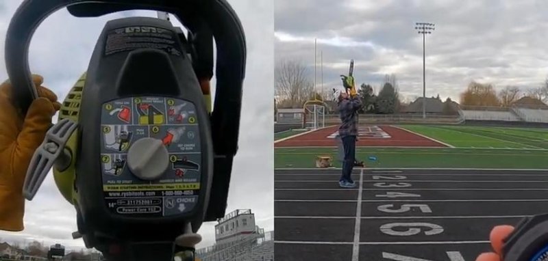 خطرناکترین رکورد کینس؛ راه رفتن با ارّه برقی روشن روی چانه/ تصاویر