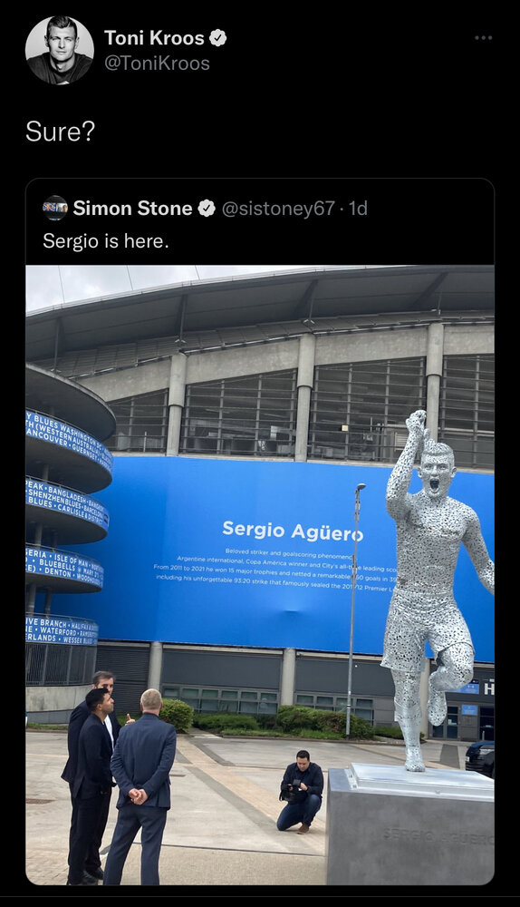 مطمئنید این مجسمه سرخیو آگوئرو است؟/عکس