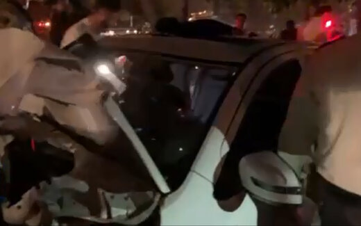 ببینید | اولین تصاویر از تصادف هولناک خودروی شاهین در بزرگراه شیخ فضل الله تهران