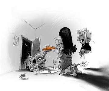 ببینید پدر بالاخره یک لقمه نان پیدا کرد!