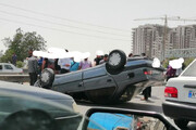 عکس | واژگونی پژو ۴۰۵ در بزرگراه بابایی تهران