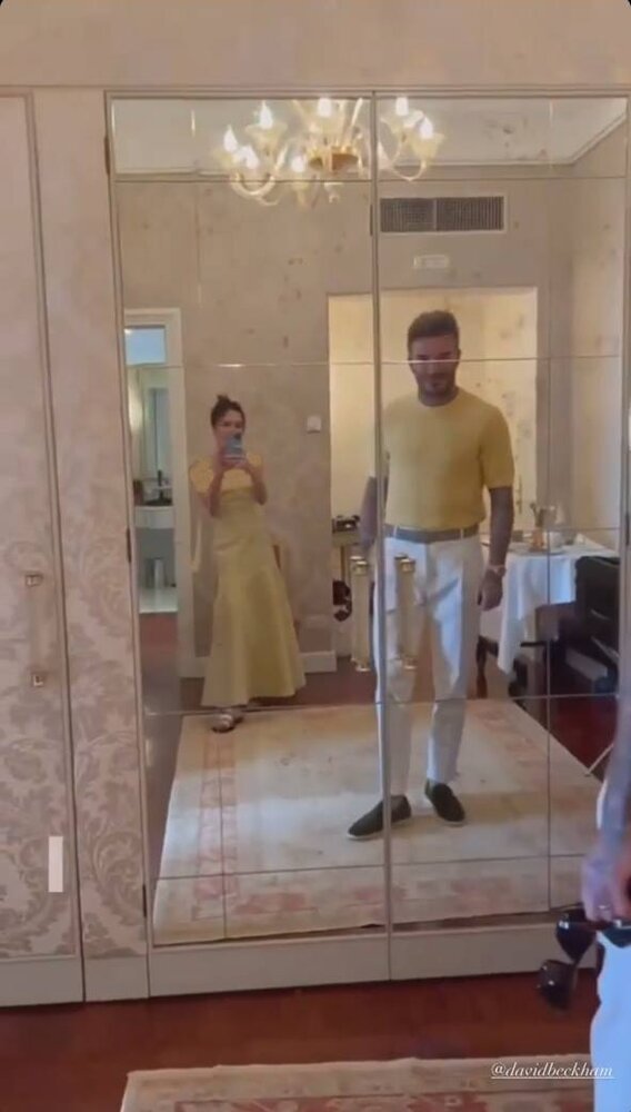 ست زرد بکام و همسرش در سالگرد ازدواج!/عکس