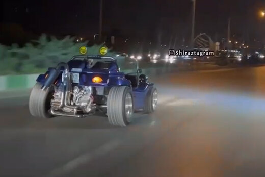 ببینید | خودنمایی یک خودروی عجیب و غریب در خیابان‌های شیراز 