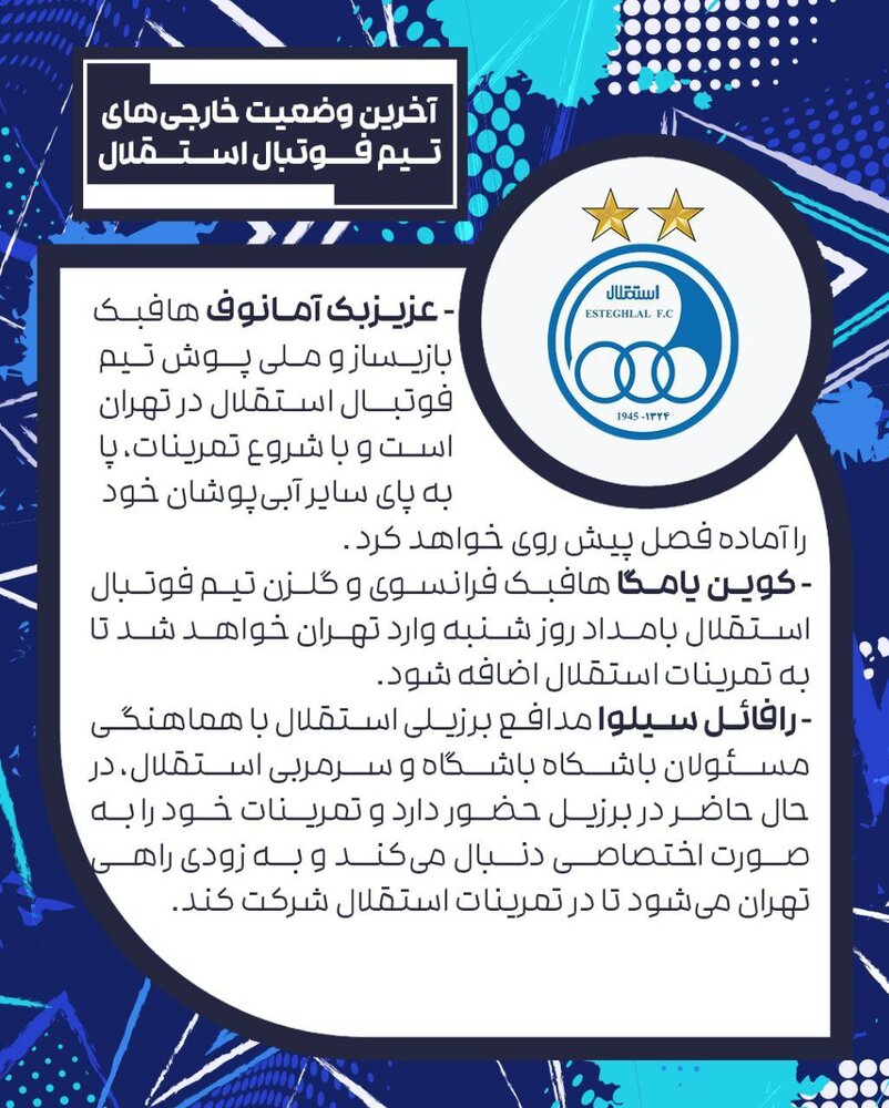 آخرین وضعیت خارجیهای تیم فوتبال استقلال/ عکس