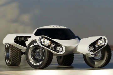 تصاویر | قاب‌هایی حیرت‌انگیز از خودروی آفرود برقی شکارچی با چرخ‌های منحصربفرد