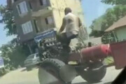 ببینید | تصویری باورنکردنی از رانندگی کامیون بدون اتاق در خیابان‌های شمال ایران