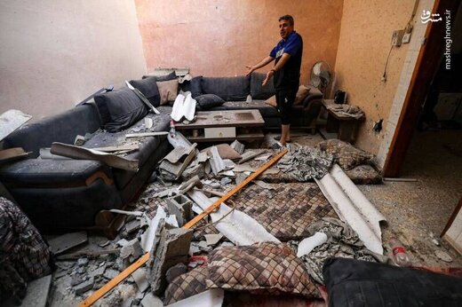تصاویری از آثار ویرانی بجای مانده روز گذشته در غزه در نتیجه حملات ارتش رژیم صهیونیستی