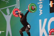 ببینید |  لحظه مهار وزنه ۱۰۰ کیلوگرمی توسط سیده الهام حسینی در یکضرب و کسب مدال طلای بازی‌های کشورهای اسلامی