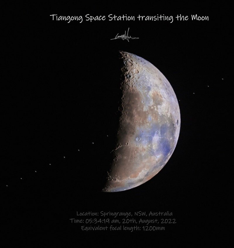عکس  استثنایی از تقابل ایستگاه فضایی چین و ماه!