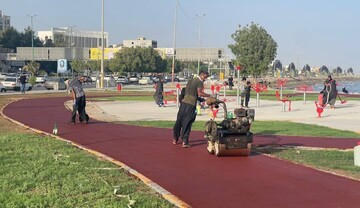 آسفالت رنگی در بوستان ساحلی صدف اجرا شد