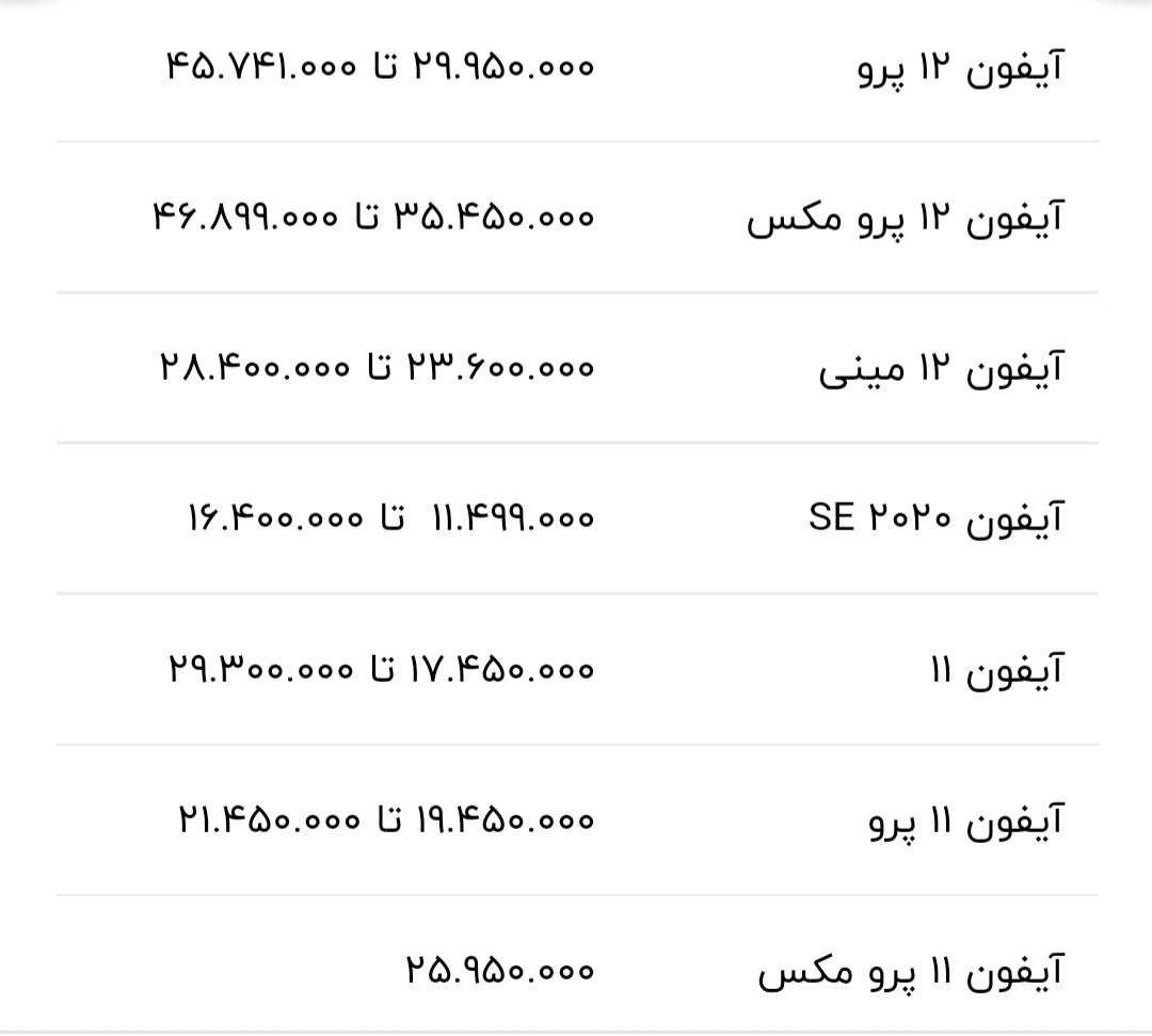 آخرین قیمت انواغ گوشی‌های آیفون در بازار/ ارزان‌ترین و گران‌ترین موبایل اپل چند؟