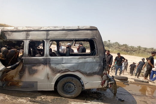 ببینید | تصاویر جدید از تصادف خودروی ون حامل مسافران ایرانی در عراق