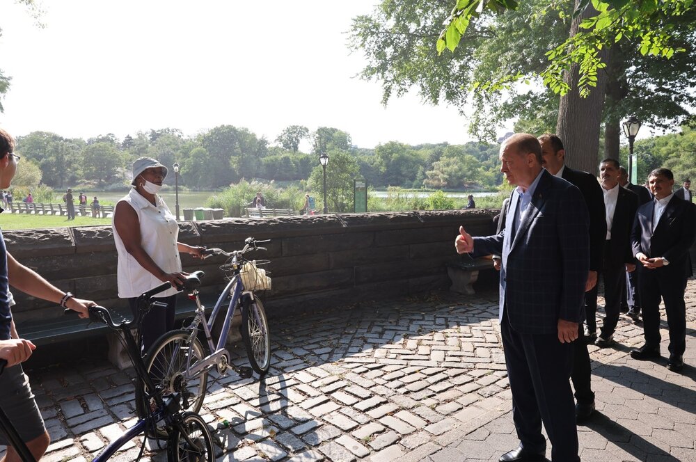 پیاده‌روی اردوغان در پارک مرکزی نیویورک