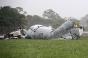 ببینید | سقوط یک هواپیما و برخورد با آشیانه پرواز در برزیل