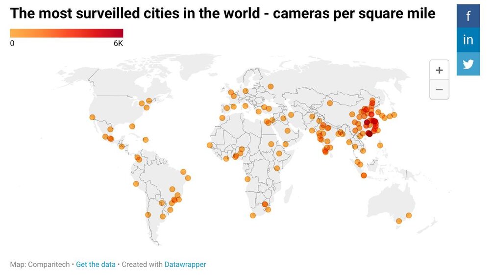 تصاویر | تعداد باورنکردنی دوربینهای مدار بسته: این 10 شهر ، تحت نظرترین شهرهای جهان هستند!