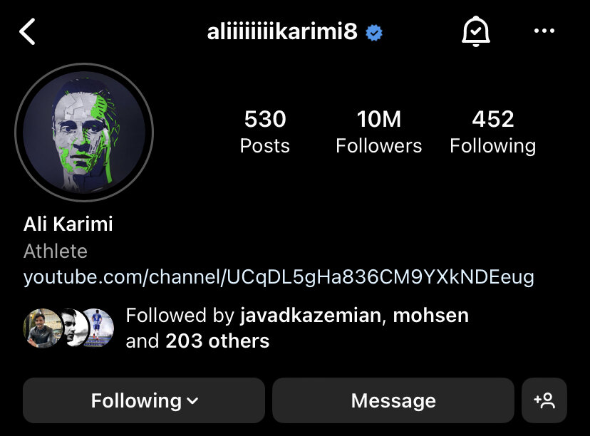 رکورد باورنکردنی علی کریمی در اینستاگرام/عکس