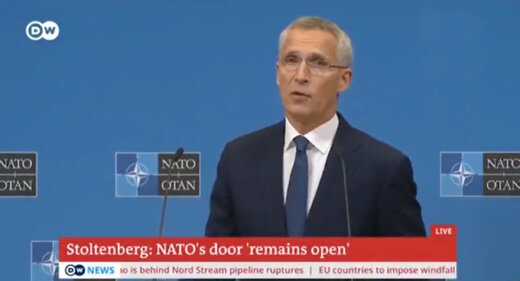 ببینید | لحظه هک شدن شبکه آلمانی در حین سخنرانی دبیر ناتو؛ شیطنت طرفداران پوتین!