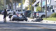 ببینید | تصادف تلخ یک موتورسوار با دانش‌آموزان در خیابان