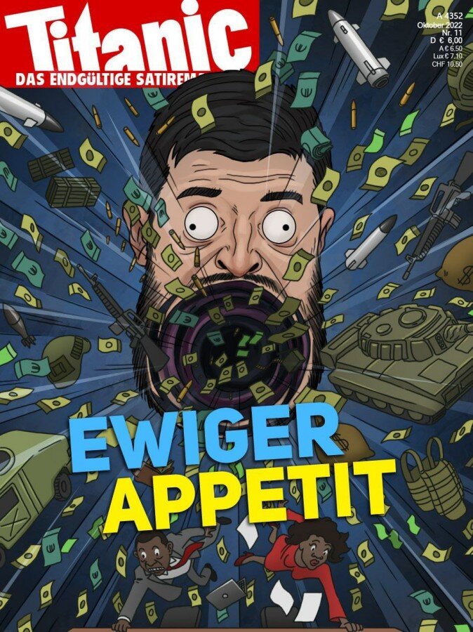 مجله آلمانی علیه جنگ اوکراین؛ زلنسکی سیری ناپذیر/کاریکاتور