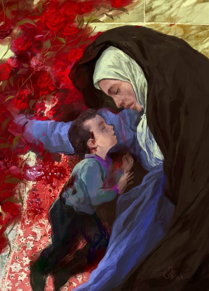 نقاشی جدید «روح الامین» به مناسبت حادثه تروریستی شاه‌چراغ