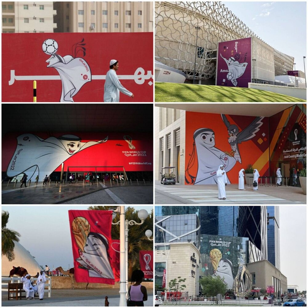 عکس خیابانهای دوحه در تسخیر عروسکهای جام جهانی