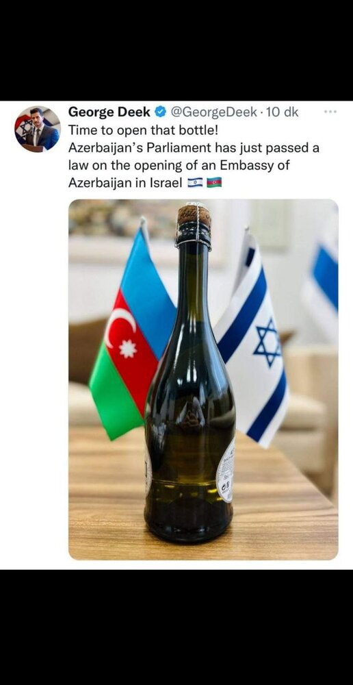 خوشحالی سفیر اسرائیل از اقدام باکو: وقت باز کردن بطری است!