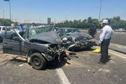 ببینید | تصاویری دلخراش از تصادف هولناک چند خودرو در بزرگراه تهران کرج