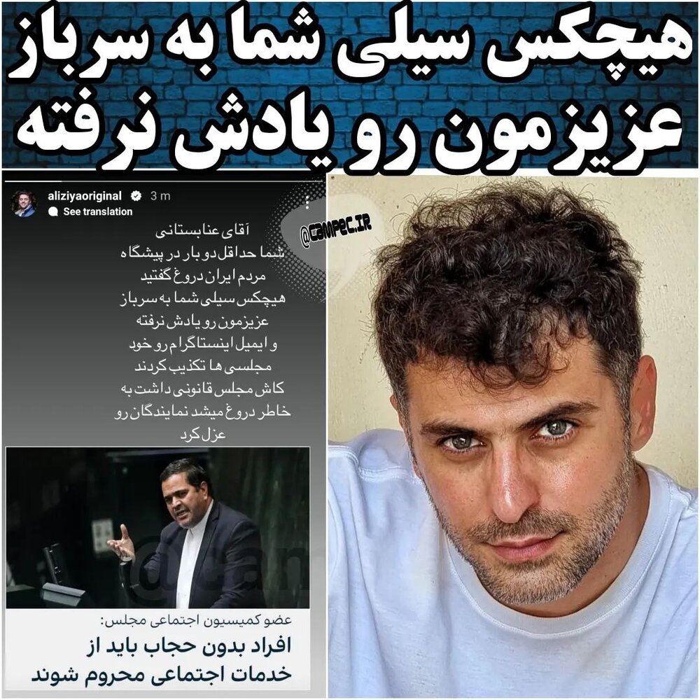  علی ضیا : آقای عنابستانی شما حداقل دوبار در پیشگاه مردم ایران دروغ گفتید