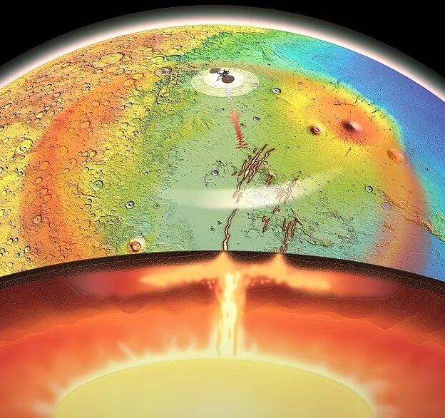 عکس| یک ستون مذاب در زیر دشتهای مریخ کشف شد!
