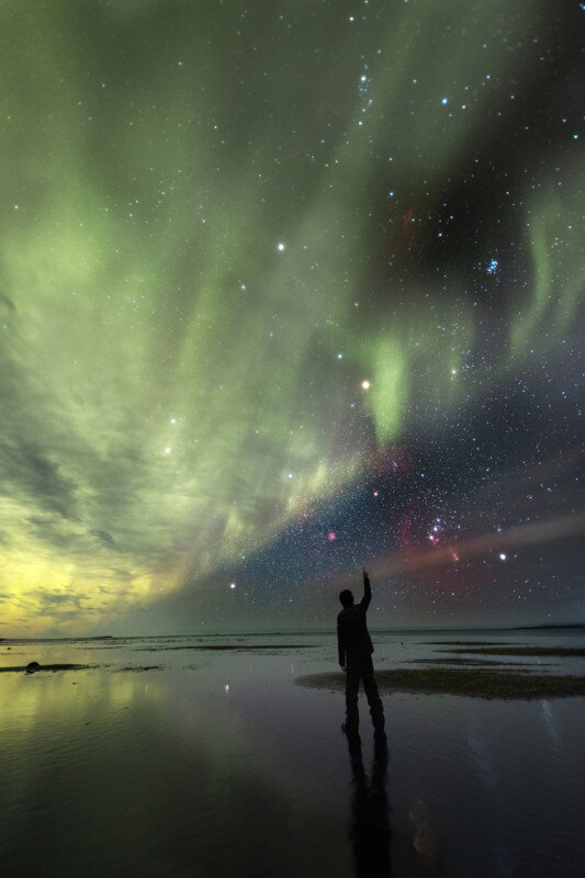 شکارچی آسمان برای اولین بار در شفق قطبی به دام افتاد / عکس