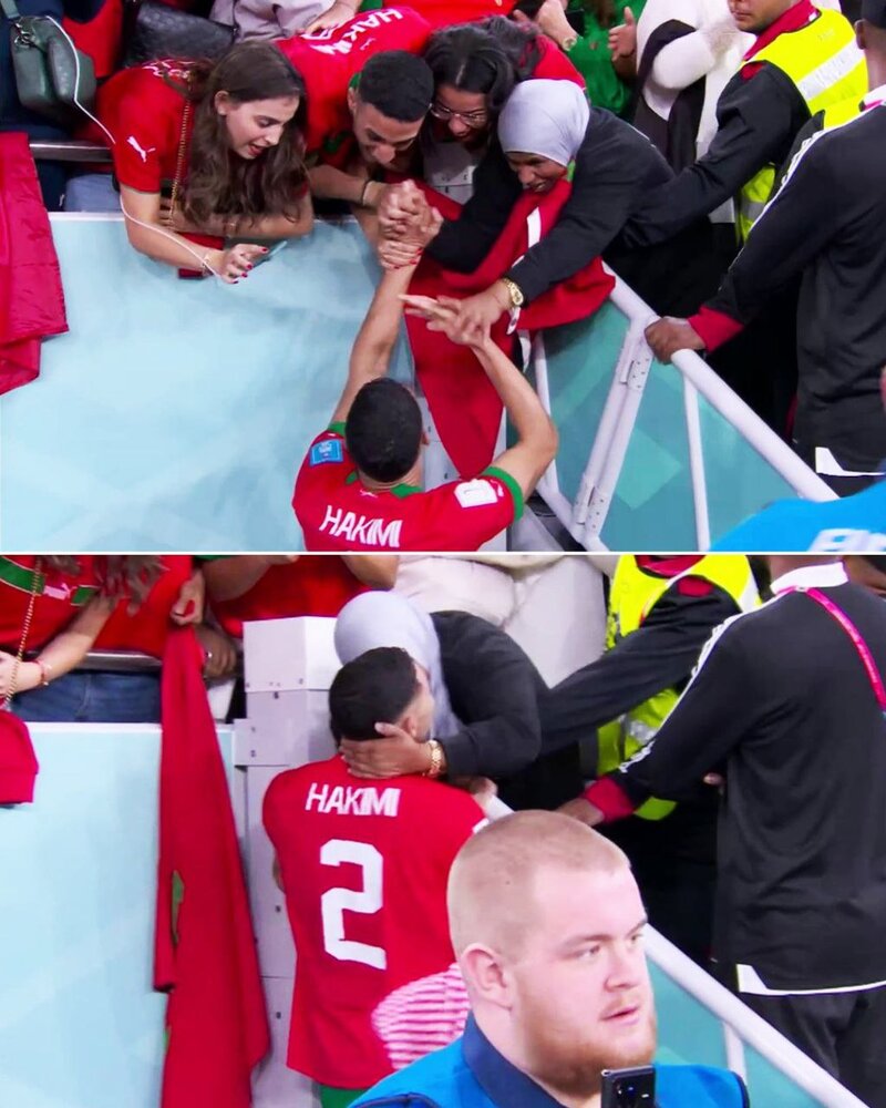 عکس | ستاره مراکش در آغوش مادر پس از صعود تاریخی