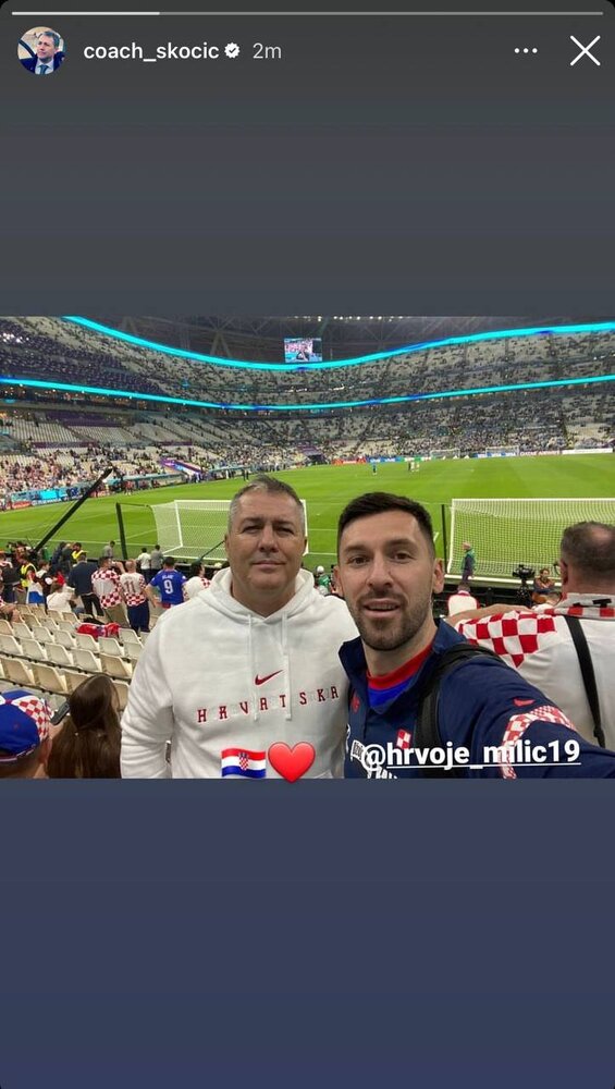 عکس| اسکوچیچ و میلیچ تماشاگر بازی کرواسی - آرژانتین