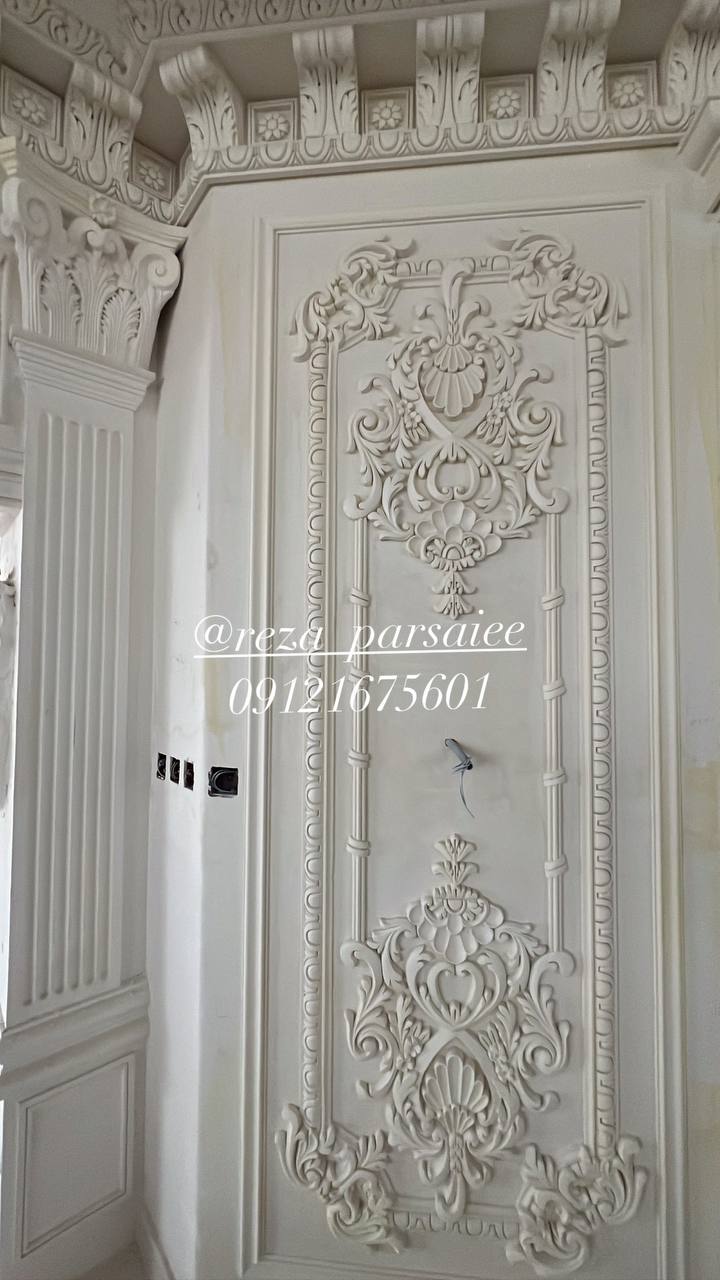 گچبری دستی خانهی لوکس در ولنجک تهران